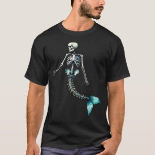 T-shirt Squelette de la Sirène Tons Bleus