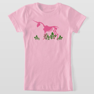 T-shirt Squelette de licorne rose