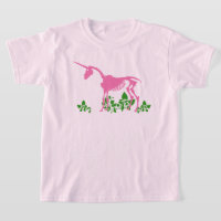 T-shirt Squelette de licorne rose