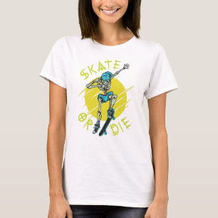 T-shirt Squelette de skateboard ou mourir