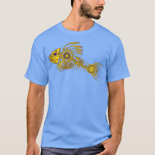 T-shirt Squelette de Steampunk poisson en or