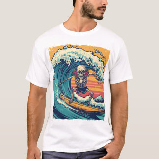 T-shirt Squelette de surf : Vague Vibes de cavalier