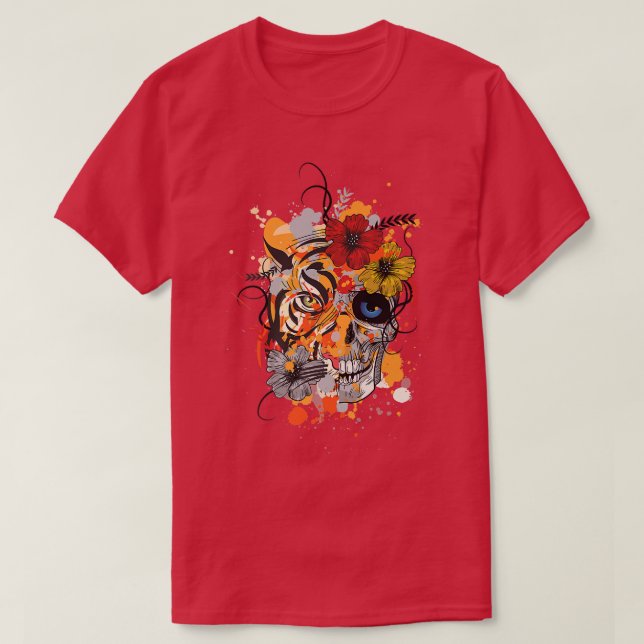 T-shirt Squelette de tigre conception abstraite  (Design devant)