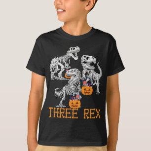 T-shirt Squelette de trois Rex Dinosaur 3 ans Halloween