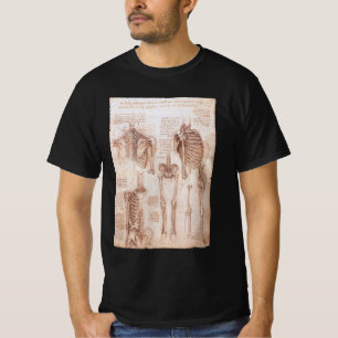 T-shirt Squelette des os de l'anatomie humaine de Léonard 