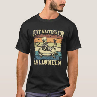 T-shirt Squelette d'été rétro effrayant attendant juste Ha