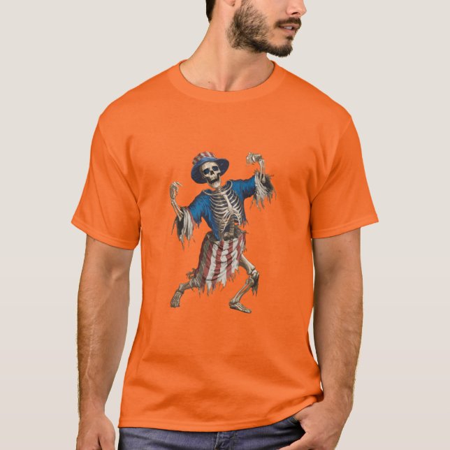 T-shirt squelette d'halloween (Devant)