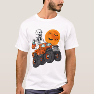 T-shirt Squelette d'Halloween conduisant un camion monstre