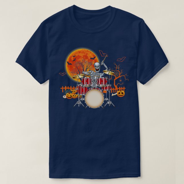 T-shirt Squelette Drummer Halloween Costume de jeu de tamb (Design devant)