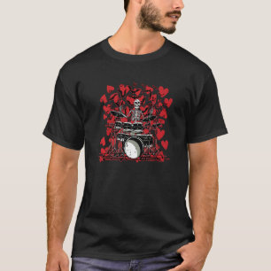 T-shirt Squelette Drummer Valentines Day Rock N Roll Drum 