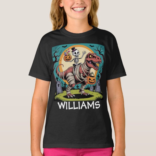 T-shirt Squelette éffrayant et maman T-Rex Halloween Conce (Devant)