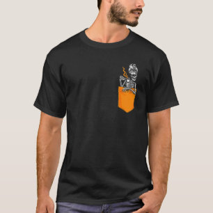 T-shirt Squelette en détresse, chignon décoiffé, crâne de