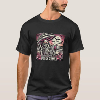 T-shirt Squelette été éffrayant Halloween Vibes Café glacé