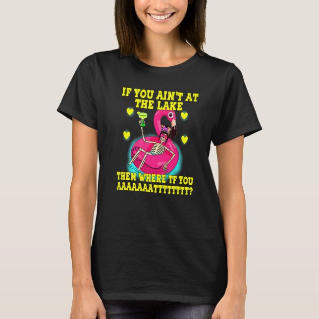 T-shirt Squelette Flamant rose Floatie Été Piscine L (Devant)