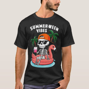 T-shirt Squelette Flamant rose Summerween Vibes Halloween