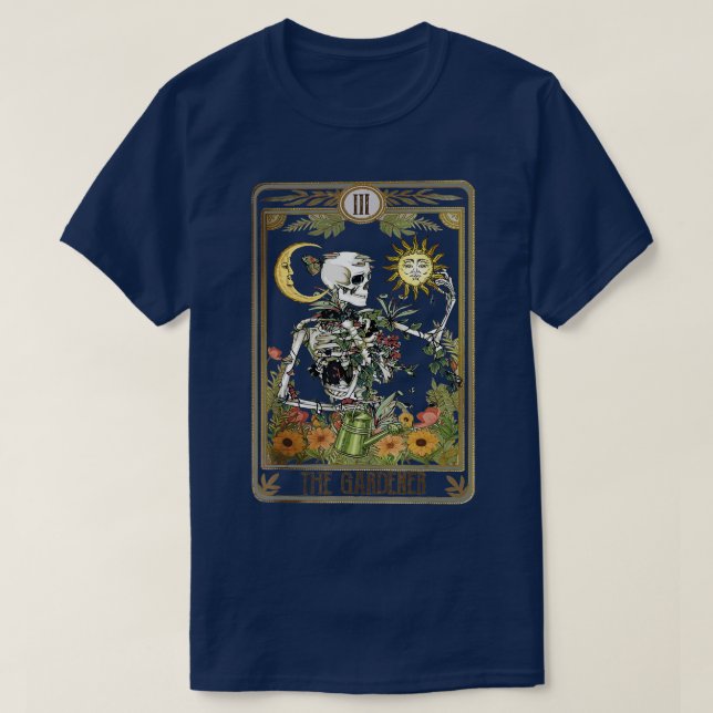 T-shirt Squelette Floral Jardinage Tarot Le Plante Gardene (Design devant)