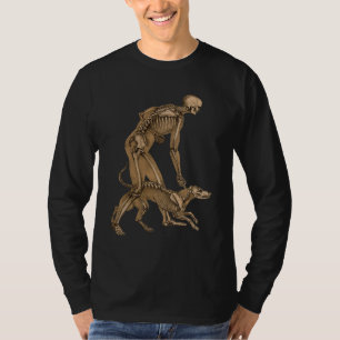 T-shirt squelette homme avec chien animal humain anatomie 