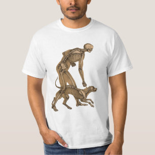 T-shirt squelette homme et chien animal humain anatomie ar