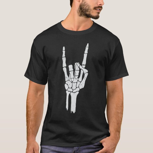 T-shirt Squelette Hors-Mains Chevaux Rock Hand Gestor (Devant)