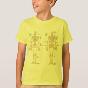 T-shirt Squelette humain marqué diagramme d'anatomie