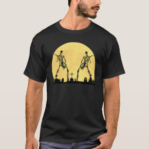 T-shirt Squelette Jouer Solo Guitare Electrique à Graveyar