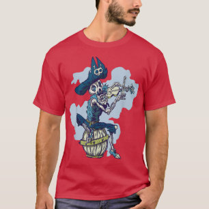 T-shirt Squelette Jouer Violon Pirate instrument de musiqu