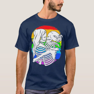 T-shirt Squelette lesbienne couple - Fierté lesbienne pour