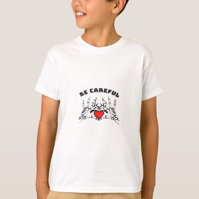 T-shirt Squelette Main Avec Coeur Classique (Devant)