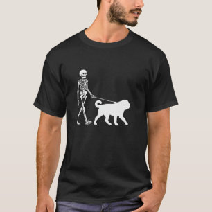 T-shirt Squelette marcher un chien Mastiff anglais Hallowe