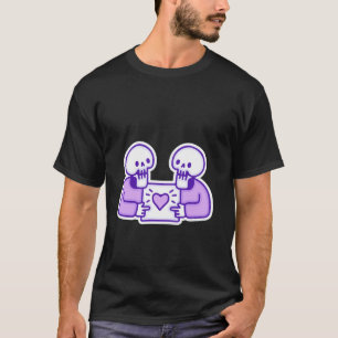 T-shirt Squelette mignon tenant l'amour Note à manches lon