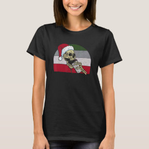 T-shirt Squelette Père Noël Casquette Boire Café Christma