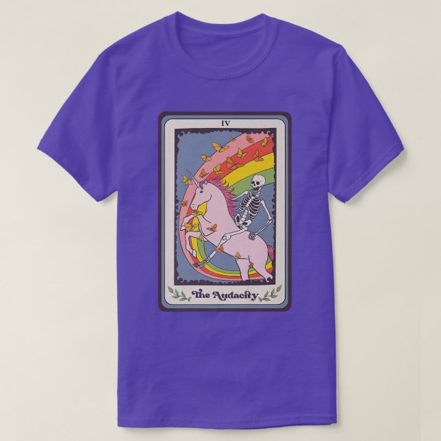 T-shirt Squelette Rétro Circule Unicorne L'Audacité Tarot  (Design devant)