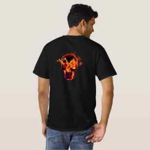 T-shirt Squelette rétro mort brûlant crâne en feu