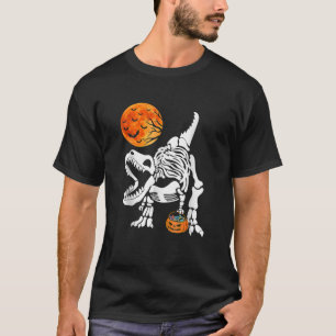 T-shirt Squelette Rex Dinosaur Citrouille Lune chauves-sou