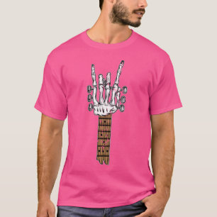 T-shirt Squelette Rocking main Guitare Rock Sign Heavy Met