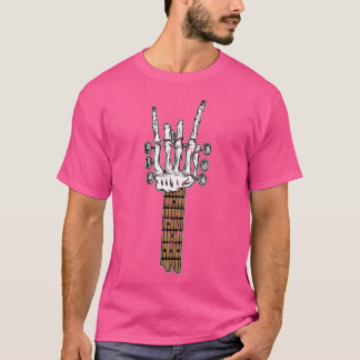 T-shirt Squelette Rocking main Guitare Rock Sign Heavy Met