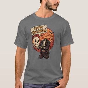 T-shirt Squelette sans tête de bande dessinée rétro Joyeux