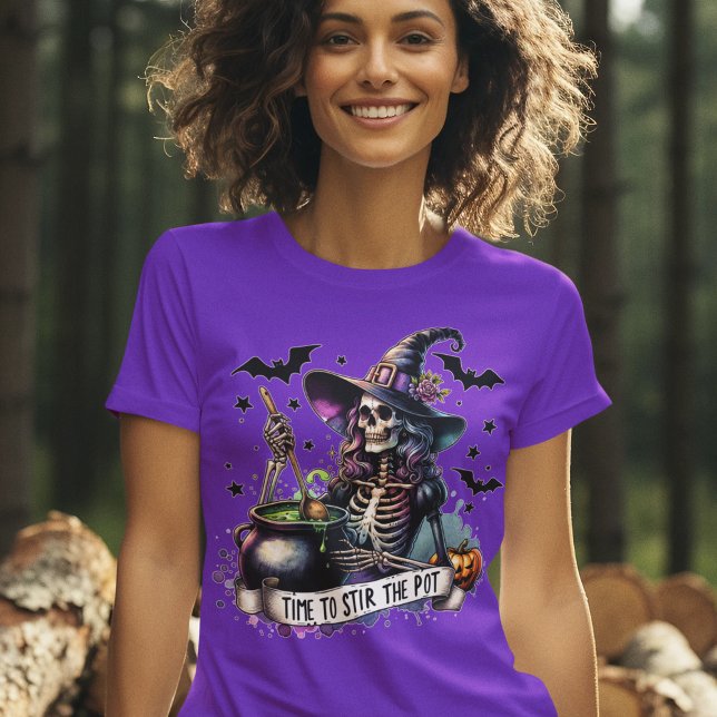 T-shirt Squelette sorcière Stirring l'Halloween du Cauldro (Order in time for Halloween!)