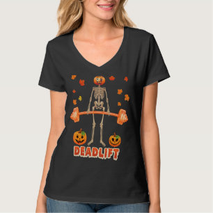 T-shirt Squelette soulevé d'haltères Halloween levage de p