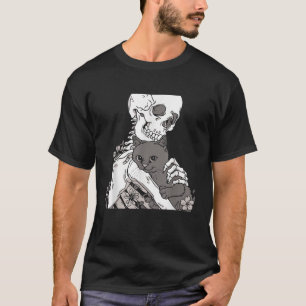 T-shirt Squelette tenant une chemise de chat Lazy Hallowee