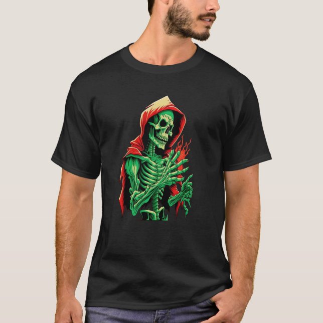 T-shirt Squelette vert Gothique et occulte Squelette mort  (Devant)