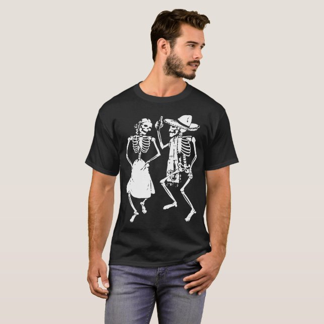 T-shirt Squelettes dansant le jour de Dead Dia De Los (Devant entier)