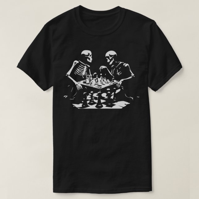 T-shirt squelettes jouer échiquier 1 (Design devant)