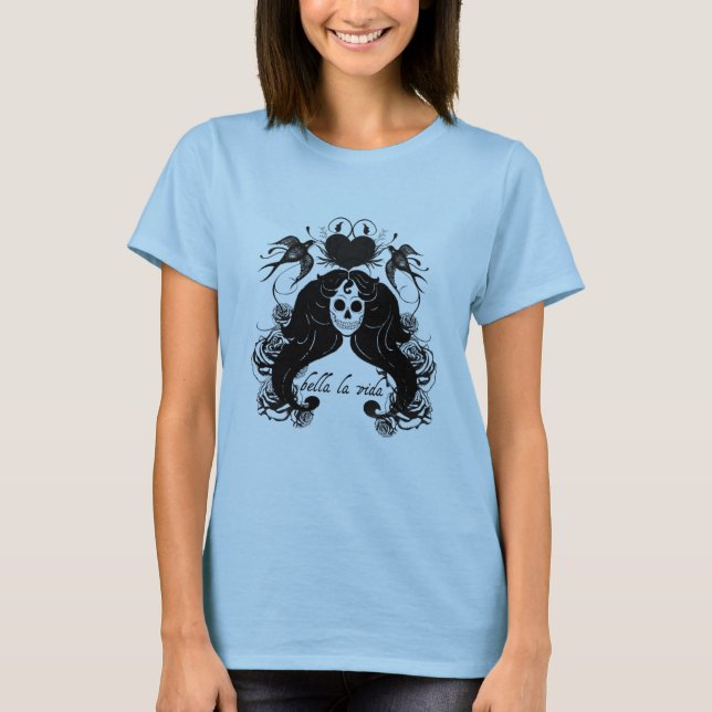 T-shirt squelettique de tatouage de Vida de La de (Devant)