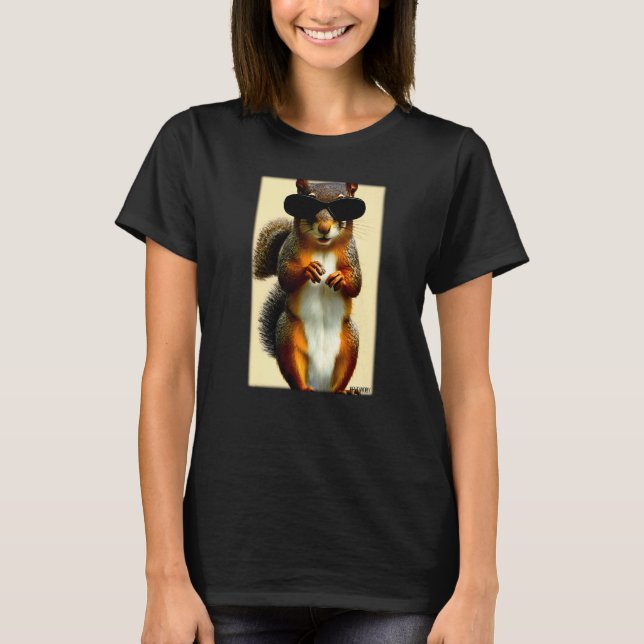 T-shirt Squirrel Sunglasses Wild Animal Forest Animal Natu (Devant)