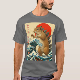 T-shirt Squirrelzilla Écureuil Art Japonais Cadeau Drôle H