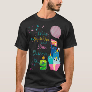 T-shirt Squishies et Slime Queen 9th Birthday Shirt 