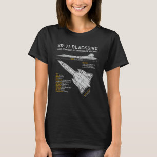 T-shirt SR-71 Blackbird Avion Spy Plane Blueprint Data