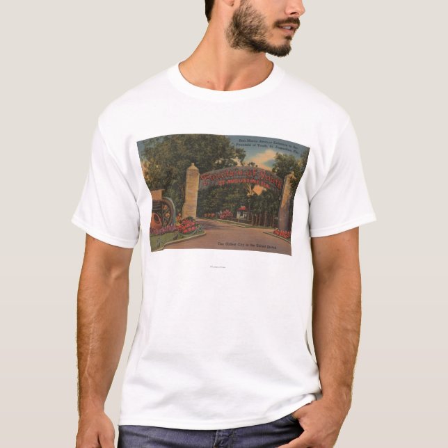 T-shirt St Augustine, FL - fontaine de l'entrée de la (Devant)
