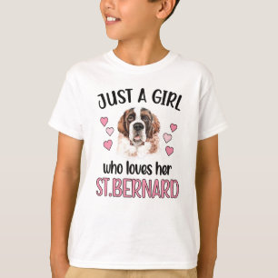 T-shirt St Bernard Girl Propriétaire Amoureux des chiens 